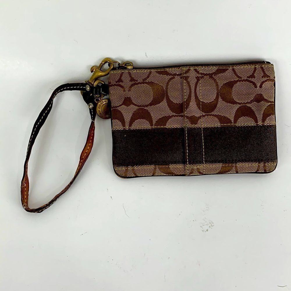 Coach Brown monogram wristlet